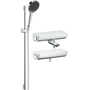 汉斯格雅（Hansgrohe）境雨rainfinity130mm恒温置物台龙头花洒套装 境雨白色手持+恒温置物台龙头