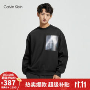 Calvin Klein Jeans 卡尔文·克莱恩牛仔 男女情侣中性简约运动风经典字母舒适针织休闲卫衣随心选 J320555-BEH-黑色 M （建议130-150斤）