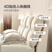 曲美家居（QM）床 双人床 卧室磨砂布艺可拆卸双靠包软床 架子床（奶油白） 1.8*2.0m