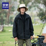 ROMON 罗蒙 情侣单层冲锋衣外套  男黑色 XL