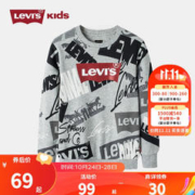 Levi's 李维斯 婴幼童装男童纯棉圆领卫衣春秋毛圈儿童满印图案上衣 灰花灰 90/52(2T)