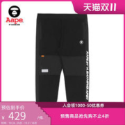 Aape 旗舰店男装秋冬猿颜徽章字母印花绒面拼接潮流休闲裤6812XXH