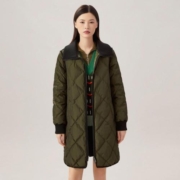 补贴购：GIRDEAR 哥弟 真的好 纯色长袖菱格压纹中长羽绒服