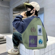啪吡熊（PAPIBEAR）男童秋装卫衣2023新款中大儿童秋季男孩长袖春秋款洋气宽松上衣潮 杏色 120