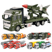 凌速 合金车仿真模型玩具车 1:48回力军事工程车  火箭运输车 城市道路洒水车6607-3