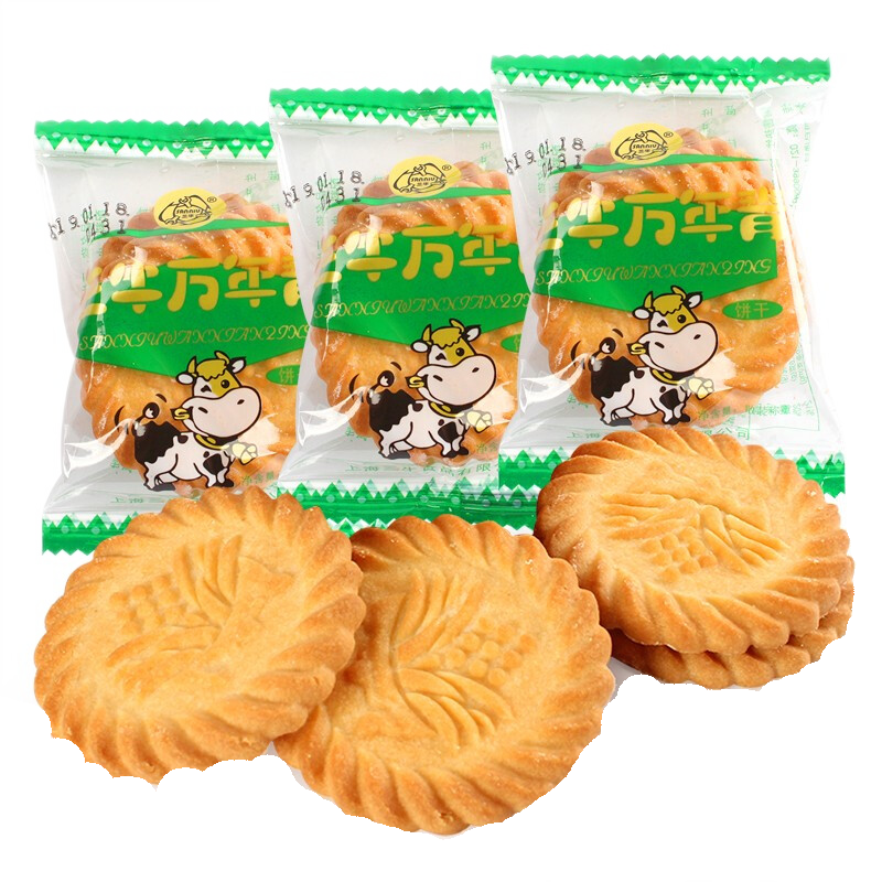 PLUS会员：三牛 万年青香葱味饼干 独立包装400克/袋*3件