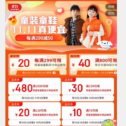 双11好券：京东 299-20元补贴券+四档品类券 双11童装童鞋会场