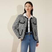 补贴购：Juzui 玖姿 JZ玖姿小香风羽绒服女装冬季短款鹅绒外套格子
