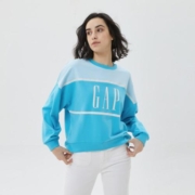补贴购：Gap 盖璞 女装秋季LOGO复古法式圈织软卫衣591007宽松运动上衣