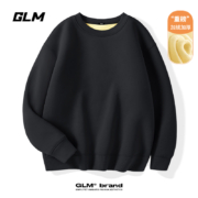森马旗下轻商务潮牌，GLM 2023新款男士纯色美式重磅加绒圆领卫衣 多色