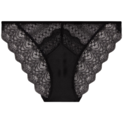 Calvin Klein内衣【明星同款黑标系列】23秋冬女性感蕾丝比基尼内裤QF7503AD UB1-太空黑 M