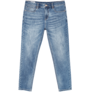杰克·琼斯（JACK&JONES）春夏男士强力弹修身潮水洗磨白做旧抓痕设计牛仔裤长223132109 中牛仔蓝 165/74A/XSRW