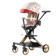 普洛可（PLAYKIDS）遛娃神器普洛可X6-4可坐可躺睡婴儿宝宝儿童折叠高景观溜娃手推车 国潮版