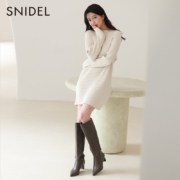 SNIDEL 2023秋季新品女士羊毛罗纹纯色长袖针织连衣裙 SWNO234017