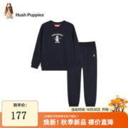暇步士 童装套装男女童春秋季中大童卡通印花柔软舒适时尚休闲套装 藏蓝 130cm