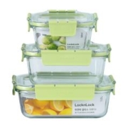 LOCK&LOCK 玻璃保鲜盒套装饭盒微波炉加热水果便当盒食品级冰箱专用
