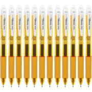 派通（Pentel）0.5mm中性笔速干水笔 彩色按挚式中性签字笔BLN105 橙色笔杆/黑芯 12支装