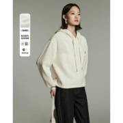 TOYOUTH 初语 灯芯绒拼接加绒卫衣女23冬季新款落肩短款上衣