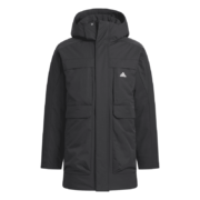 adidas 阿迪达斯 轻运动男女同款冬季600蓬保暖连帽鸭绒羽绒服 黑色 A/XL