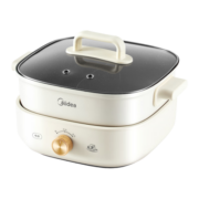 美的（Midea）电火锅 电煮锅 家用鸳鸯电火锅专用锅电炒锅电锅 多功能分体式电热锅 6L大容量 MC-HGS303002