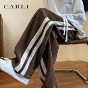 CARLI 秋季港风灯芯绒卫裤男宽松百搭直筒运动裤学生休闲长裤子男