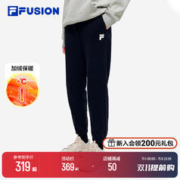 FILA 斐乐 FUSION斐乐潮牌女士针织长裤秋冬加绒款宽松运动休闲裤卫裤