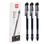 得力(deli)全新按动可换芯直液笔0.5mm子弹头办公学生走珠笔黑色3支/盒SF888-B(新老包装随机发货)