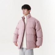 VISKI 棉服男冬季情侣新款短款厚实外套男保暖抗寒棉袄简约面包服上衣男 黑色 XL