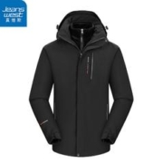 JEANSWEST 真维斯 冲锋衣男女秋冬水貂绒保暖外套情侣纯色户外夹克
