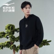 ERKE 鸿星尔克 套头连帽卫衣 正黑