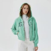 Gap 盖璞 女装秋季LOGO户外法式圈织软卫衣591182落肩袖连帽衫