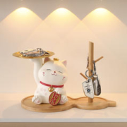 海贝海 创意招财猫钥匙收纳摆件进门入户玄关家居桌面装饰品乔迁新居礼品