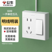 BULL 公牛 明装开关插座 G09系列 一开单控五孔插座 86型五孔带开关面板 G09E333AS