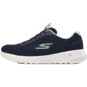 斯凯奇（Skechers）女子薄款轻便网面透气柔软时尚休闲鞋健步鞋 124707-NVAQ 海军蓝色/浅绿色 35