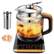 美的（Midea）养生壶宽口电水壶烧水壶1.5L大容量煎药壶煮茶壶花茶壶智能煮茶器附带滤网*蛋架WGE1703b