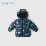 JELLYBABY 儿童外套秋冬宝宝酷帅恐龙冬装轻薄男孩衣服男童羽绒服 宝蓝恐龙 110CM