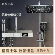 限移动端：JOMMO 钢琴按键花洒 枪灰-航母钢琴数显恒温