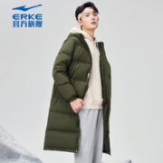 ERKE 鸿星尔克 羽绒服2023冬季男情侣款防风保暖耐磨长款羽绒服大衣外套