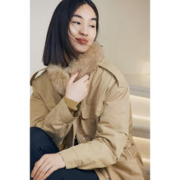LILY商务时尚 秋冬季通勤款帅气派克式蓬松狐狸毛领宽松羽绒服外套