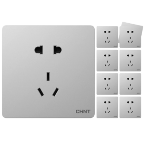 正泰chnt開關插座牆壁面板家用86型面板五孔插座new6c十隻裝幻銀灰