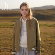 HAZZYS 哈吉斯 23秋冬新款宽松时尚针织棒球服外套女