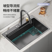 OJOJ/周际 OJOJ枪灰厨房水槽纳米不锈钢加厚大单槽台下洗菜盆家用洗碗池套装