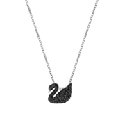 PLUS会员：SWAROVSKI 施华洛世奇 ICONIC系列 5347330 天鹅项链 38cm 小号 黑银色