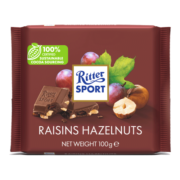 德国进口 RitterSport 瑞特滋（原瑞特斯波德）葡萄干榛子牛奶巧克力 休闲零食 节日礼物 100g