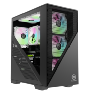 Tt（Thermaltake）启航者L5 曜石黑 机箱水冷电脑主机（标配12cm风扇*1/支持M-ATX/三角造型/半透半镂空）