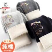 BoBDoG 巴布豆 儿童加绒裤子女童打底裤秋冬款小童加厚宝宝一体绒长裤女孩