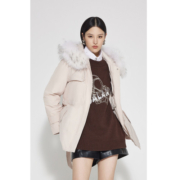 补贴购：ochirly 欧时力 秋冬毛领配腰带派克服羽绒外套