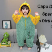 LESSONBEAR 小课熊 儿童连体睡衣冬季法兰绒家居服珊瑚绒爬服婴儿睡袋动物恐龙衣服