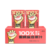 plus会员、概率券:哪吒捏爆100%果汁 蜜桃汁无添加 200ml*12盒