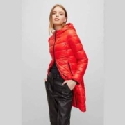 HUGO Hugo Boss 雨果·博斯 Famalia-1 女士轻量防泼水中长款连帽棉服50473905